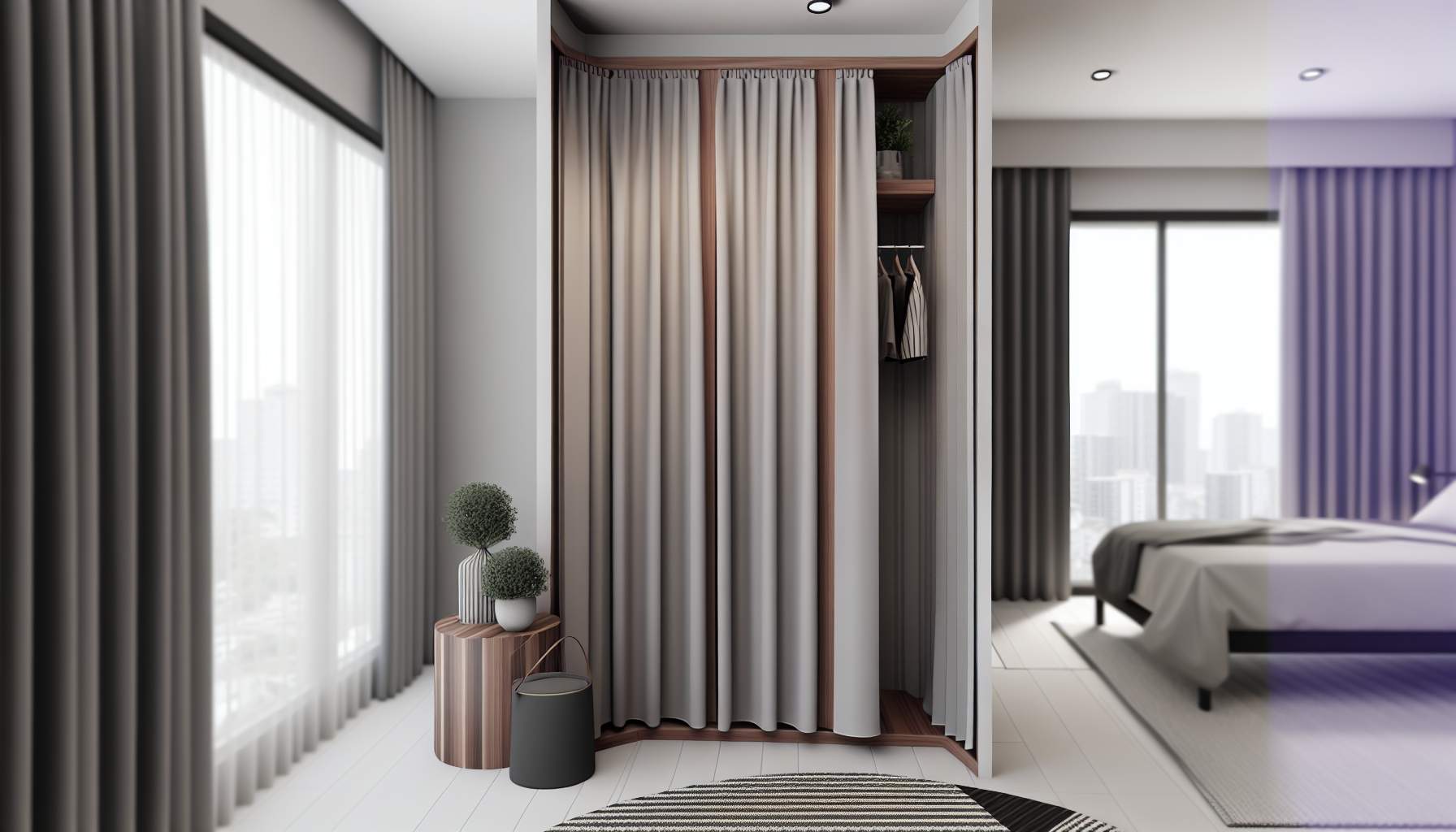 Armoire rideau : astuce gain de place en ville